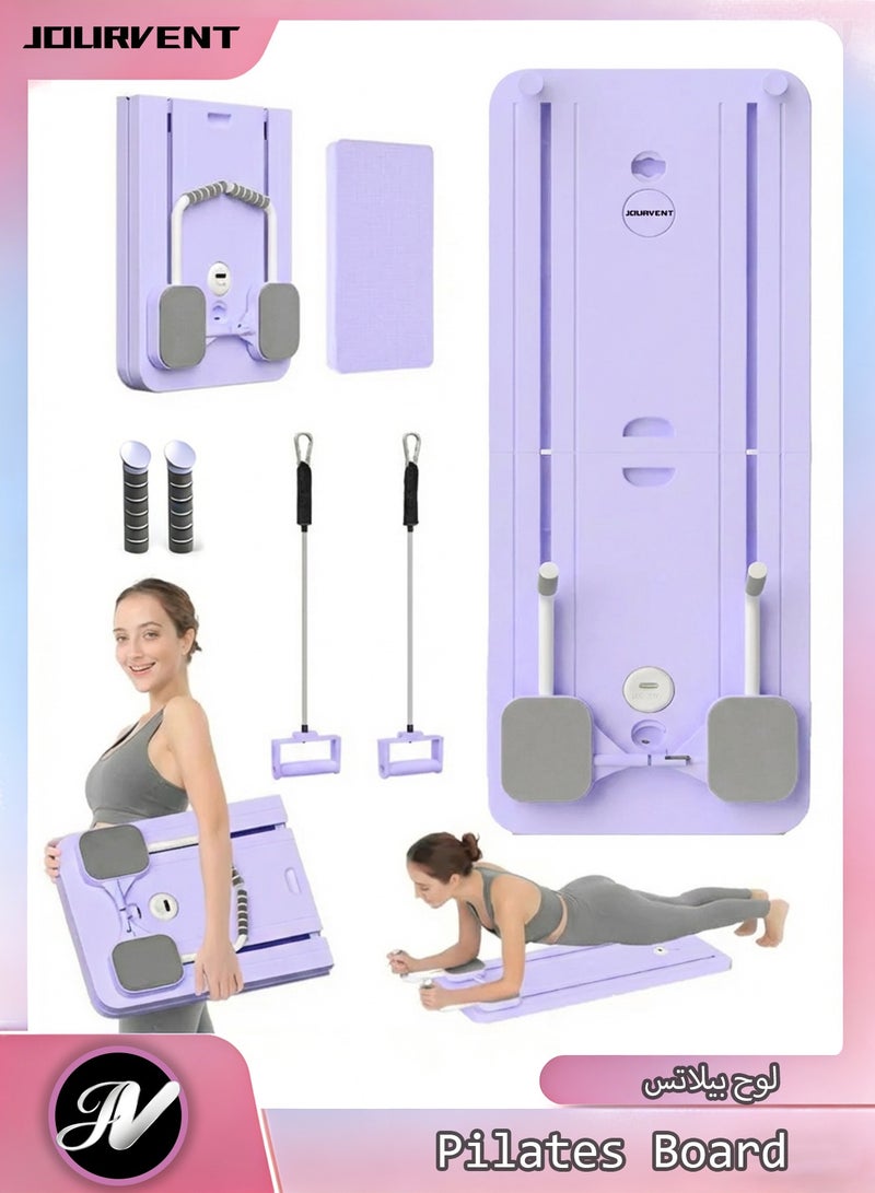 Jourvent Pilates Board -  Pilates Reformer Set, Multi-Purpose Foldable Pilates Reformer Board for Home, 5 in 1 Pilates Sliding Board (Purple) - Image 1